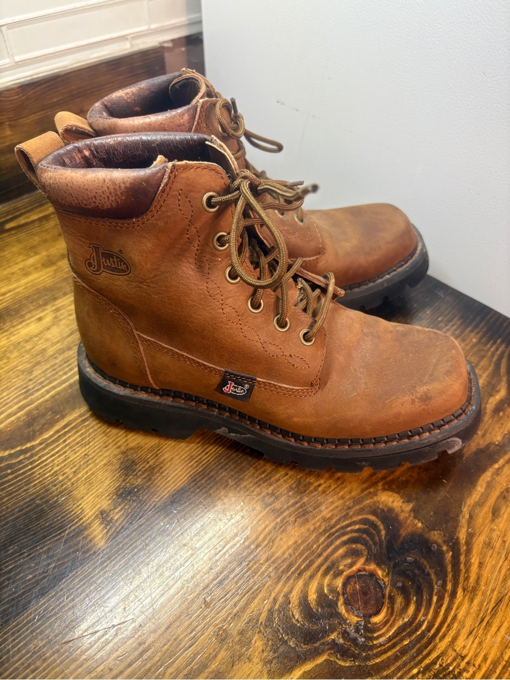 Justin Boots Brown Work Boots Women Size 7.5